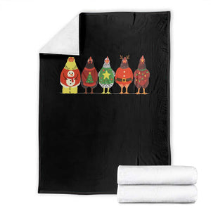 Сute Christmas Chickens Throw Blanket Funny Xmas Chickens Farm Animals Lover Gift TS10 Black Print Your Wear