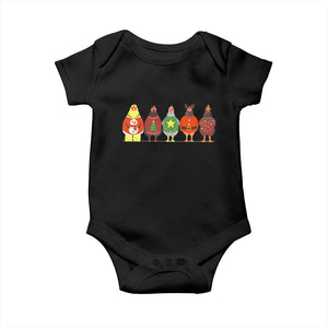 Сute Christmas Chickens Baby Onesie Funny Xmas Chickens Farm Animals Lover Gift TS10 Black Print Your Wear