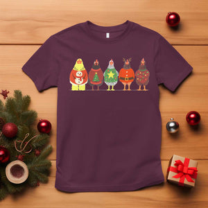 Сute Christmas Chickens T Shirt Funny Xmas Chickens Farm Animals Lover Gift TS10 Maroon Print Your Wear