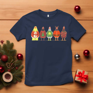 Сute Christmas Chickens T Shirt Funny Xmas Chickens Farm Animals Lover Gift TS10 Navy Print Your Wear