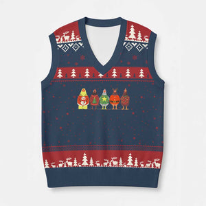 Сute Xmas Chickens V-Neck Knit Sweater Vest Funny Xmas Chickens Farm Animals Lover Gift TS10 Navy Red Print Your Wear