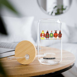 Сute Christmas Chickens Glass Can Funny Xmas Chickens Farm Animals Lover Gift - Print Your Wear
