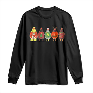 Сute Christmas Chickens Long Sleeve Shirt Funny Xmas Chickens Farm Animals Lover Gift TS10 Black Print Your Wear