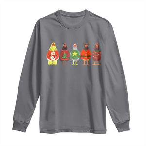 Сute Christmas Chickens Long Sleeve Shirt Funny Xmas Chickens Farm Animals Lover Gift TS10 Charcoal Print Your Wear