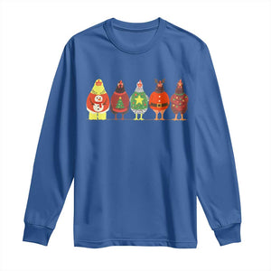 Сute Christmas Chickens Long Sleeve Shirt Funny Xmas Chickens Farm Animals Lover Gift TS10 Royal Blue Print Your Wear