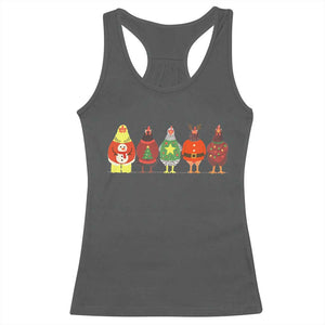 Сute Christmas Chickens Racerback Tank Top Funny Xmas Chickens Farm Animals Lover Gift TS10 Dark Heather Print Your Wear