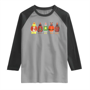 Сute Christmas Chickens Raglan Shirt Funny Xmas Chickens Farm Animals Lover Gift TS10 Sport Gray Black Print Your Wear