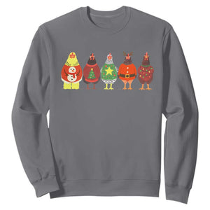Сute Christmas Chickens Sweatshirt Funny Xmas Chickens Farm Animals Lover Gift TS10 Charcoal Print Your Wear
