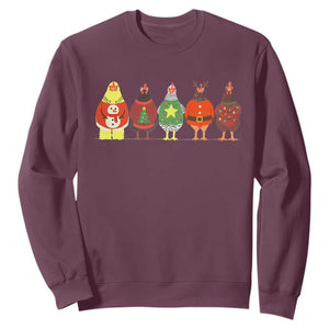 Сute Christmas Chickens Sweatshirt Funny Xmas Chickens Farm Animals Lover Gift TS10 Maroon Print Your Wear