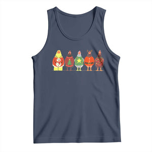 Сute Christmas Chickens Tank Top Funny Xmas Chickens Farm Animals Lover Gift TS10 Navy Print Your Wear