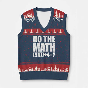 Do The Math 67 Meme V-Neck Knit Sweater Vest Funny Six Seven Meme Brainrot Math Teacher TS10 Navy Red Print Your Wear