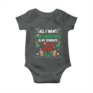 Funny Teacher Christmas 67 Baby Onesie My Students to Stop Saying 6-7 Six Seven TS10 Dark Heather Print Your Wear