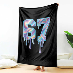 Baseball Drip Number 67 Player Throw Blanket Funny Six Seven Meme 67th Birthday Holographic Dripping TS10 Print Your Wear