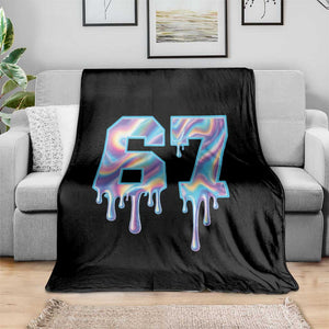 Baseball Drip Number 67 Player Throw Blanket Funny Six Seven Meme 67th Birthday Holographic Dripping TS10 Print Your Wear