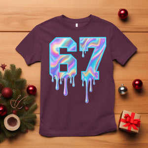 Baseball Drip Number 67 Player T Shirt Funny Six Seven Meme 67th Birthday Holographic Dripping TS10 Maroon Print Your Wear