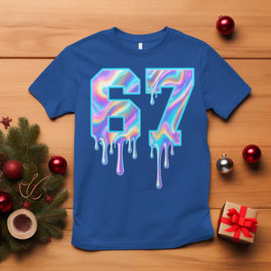 Baseball Drip Number 67 Player T Shirt Funny Six Seven Meme 67th Birthday Holographic Dripping TS10 Royal Blue Print Your Wear