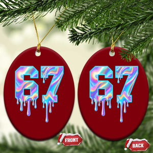 Baseball Drip Number 67 Player Ceramic Ornament Funny Six Seven Meme 67th Birthday Holographic Dripping TS10 Print Your Wear