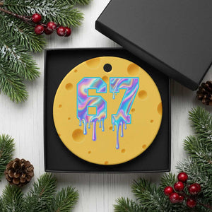 Baseball Drip Number 67 Player Ceramic Ornament Funny Six Seven Meme 67th Birthday Holographic Dripping TS10 1pc Yellow Cheese Print Your Wear