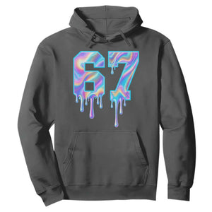 Baseball Drip Number 67 Player Hoodie Funny Six Seven Meme 67th Birthday Holographic Dripping TS10 Dark Heather Print Your Wear