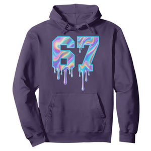 Baseball Drip Number 67 Player Hoodie Funny Six Seven Meme 67th Birthday Holographic Dripping TS10 Purple Print Your Wear