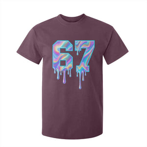 Baseball Drip Number 67 Player T Shirt For Kid Funny Six Seven Meme 67th Birthday Holographic Dripping TS10 Maroon Print Your Wear