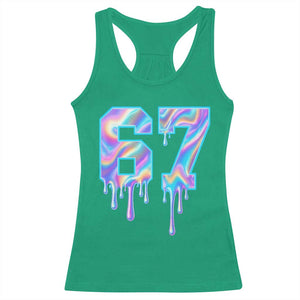 Baseball Drip Number 67 Player Racerback Tank Top Funny Six Seven Meme 67th Birthday Holographic Dripping TS10 Irish Green Print Your Wear