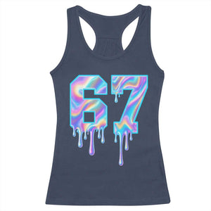 Baseball Drip Number 67 Player Racerback Tank Top Funny Six Seven Meme 67th Birthday Holographic Dripping TS10 Navy Print Your Wear