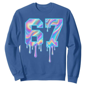 Baseball Drip Number 67 Player Sweatshirt Funny Six Seven Meme 67th Birthday Holographic Dripping TS10 Royal Blue Print Your Wear