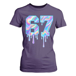 Baseball Drip Number 67 Player T Shirt For Women Funny Six Seven Meme 67th Birthday Holographic Dripping TS10 Purple Print Your Wear