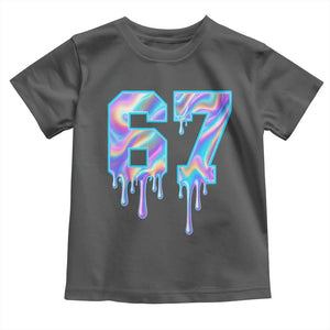 Baseball Drip Number 67 Player Toddler T Shirt Funny Six Seven Meme 67th Birthday Holographic Dripping TS10 Dark Heather Print Your Wear