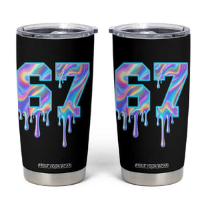 Baseball Drip Number 67 Player Tumbler Cup Funny Six Seven Meme 67th Birthday Holographic Dripping TS10 Black Print Your Wear