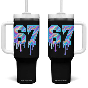 Baseball Drip Number 67 Player Tumbler With Handle Funny Six Seven Meme 67th Birthday Holographic Dripping TS10 One Size: 40 oz Black Print Your Wear