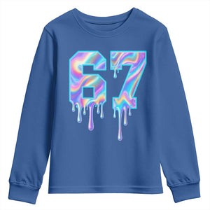 Baseball Drip Number 67 Player Youth Sweatshirt Funny Six Seven Meme 67th Birthday Holographic Dripping TS10 Royal Blue Print Your Wear