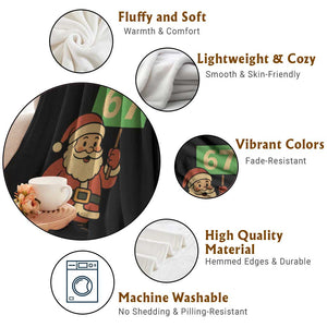 67 Christmas Throw Blanket Funny Six Seven Meme Brainrot Santa Claus Boys TS10 Print Your Wear
