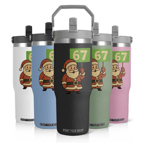 67 Christmas Flip Straw Tumbler Funny Six Seven Meme Brainrot Santa Claus Boys - Print Your Wear