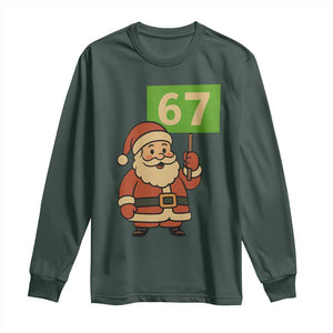 67 Christmas Long Sleeve Shirt Funny Six Seven Meme Brainrot Santa Claus Boys TS10 Dark Forest Green Print Your Wear