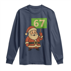 67 Christmas Long Sleeve Shirt Funny Six Seven Meme Brainrot Santa Claus Boys TS10 Navy Print Your Wear