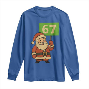 67 Christmas Long Sleeve Shirt Funny Six Seven Meme Brainrot Santa Claus Boys TS10 Royal Blue Print Your Wear