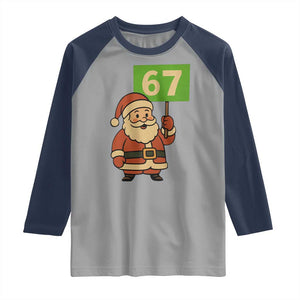 67 Christmas Raglan Shirt Funny Six Seven Meme Brainrot Santa Claus Boys TS10 Sport Gray Navy Print Your Wear