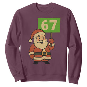 67 Christmas Sweatshirt Funny Six Seven Meme Brainrot Santa Claus Boys TS10 Maroon Print Your Wear
