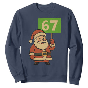 67 Christmas Sweatshirt Funny Six Seven Meme Brainrot Santa Claus Boys TS10 Navy Print Your Wear