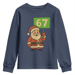 67 Christmas Youth Sweatshirt Funny Six Seven Meme Brainrot Santa Claus Boys TS10 Navy Print Your Wear