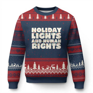 Holiday Lights Human Rights Xmas Ugly Christmas Sweater TS10 Navy Red Print Your Wear