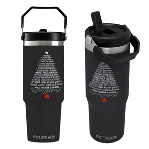 Protect Democracy Christmas Tree Flip Straw Tumbler Anti Fascism Social Justice TS10 One Size: 30 oz Black Print Your Wear