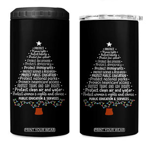 Protect Democracy Christmas Tree 4 in 1 Can Cooler Tumbler Anti Fascism Social Justice TS10 One Size: 16 oz Black Print Your Wear
