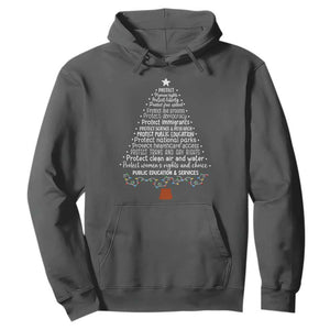 Protect Democracy Christmas Tree Hoodie Anti Fascism Social Justice TS10 Dark Heather Print Your Wear