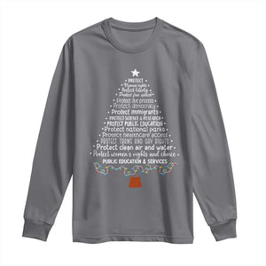 Protect Democracy Christmas Tree Long Sleeve Shirt Anti Fascism Social Justice TS10 Charcoal Print Your Wear