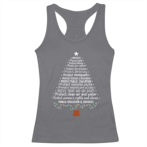 Protect Democracy Christmas Tree Racerback Tank Top Anti Fascism Social Justice TS10 Charcoal Print Your Wear