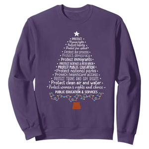 Protect Democracy Christmas Tree Sweatshirt Anti Fascism Social Justice TS10 Purple Print Your Wear