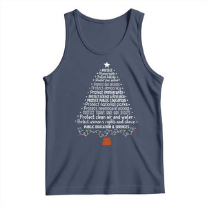 Protect Democracy Christmas Tree Tank Top Anti Fascism Social Justice TS10 Navy Print Your Wear